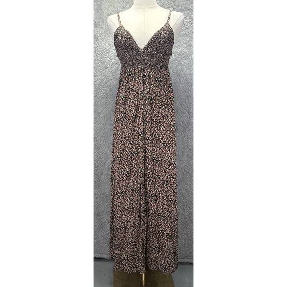 NATURAL LIFE Dresses & Skirts - Natural Life Womens S Floral Maxi Dress Black Smocked Boho Cottagecore Peasant